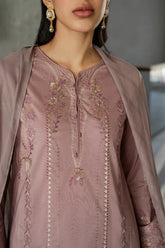 IZNIK - 3PC DHANAK EMBROIDERED SHIRT WITH TWILL PRINTED SHAWL AND TROUSER - HZG2405